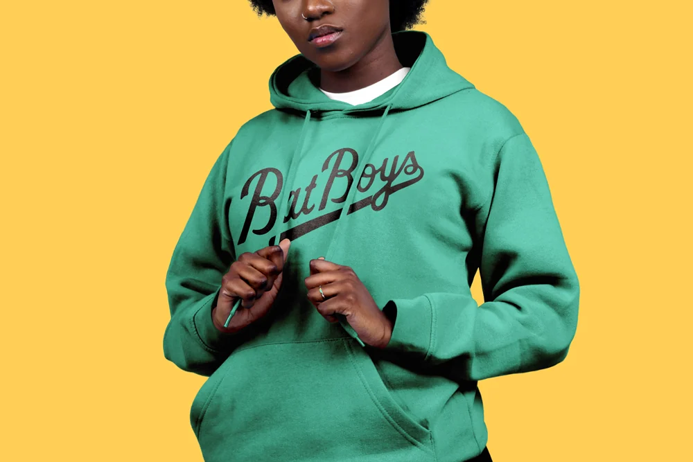 Bat Boys script logo sweatshirt apparel mockup